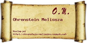 Ohrenstein Melissza névjegykártya